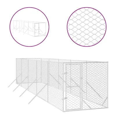 vidaXL Zunanji pasji boks srebrn 2x10x2 m pocinkano jeklo