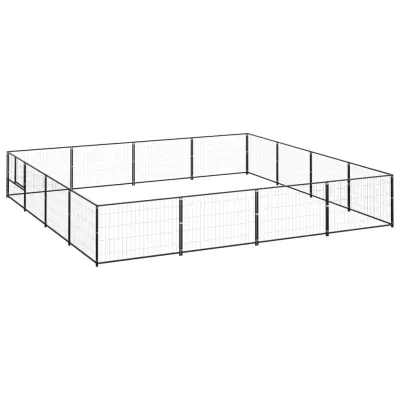 vidaXL Pasji boks črn 16 m² jeklo