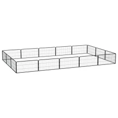 vidaXL Pasja ograda s 16 paneli črna 100x50 cm prašno barvano jeklo