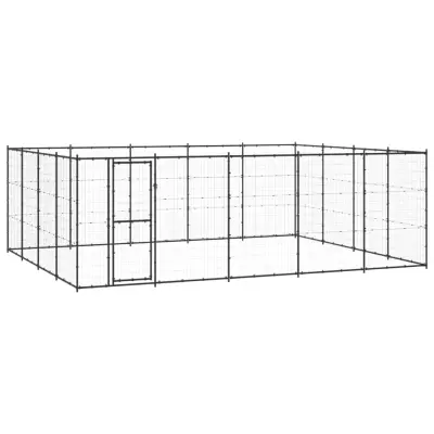 vidaXL Zunanji pasji boks jeklo 24,2 m²
