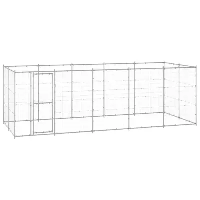 vidaXL Zunanji pasji boks pocinkano jeklo 12,1 m²