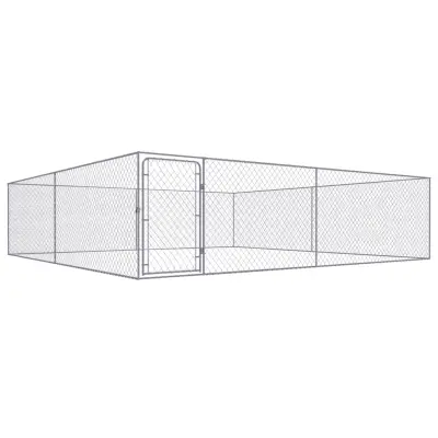 vidaXL Zunanji pasji boks pocinkano jeklo 4x4x1 m