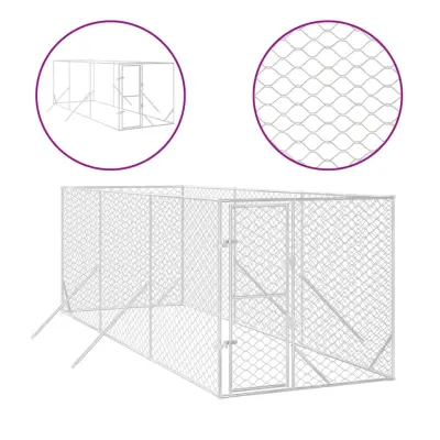 vidaXL Zunanji pasji boks srebrn 2x6x2 m pocinkano jeklo