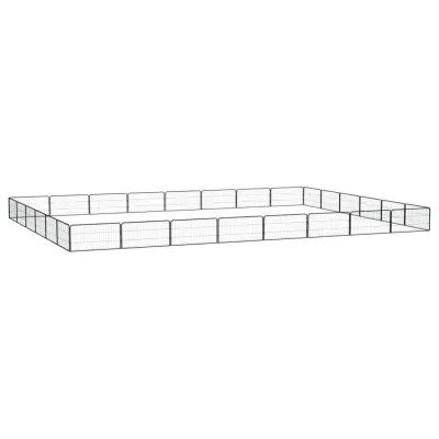 vidaXL Pasja ograda z 28 paneli črna 100x50 cm prašno barvano jeklo