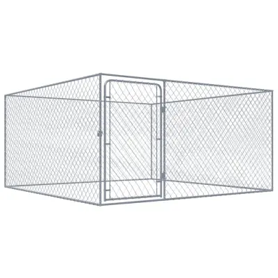 vidaXL Zunanji pasji boks pocinkano jeklo 2x2x1 m