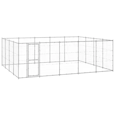 vidaXL Zunanji pasji boks pocinkano jeklo 24,2 m²