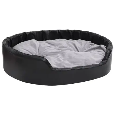 vidaXL Pasja postelja črna in siva 99x89x21 cm pliš in umetno usnje