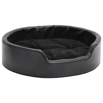 vidaXL Pasja postelja črna 69x59x19 cm pliš in umetno usnje
