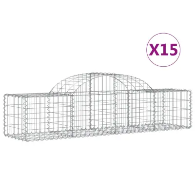 vidaXL Obokane gabion košare 15 kosov 200x50x40/60 cm pocinkano železo