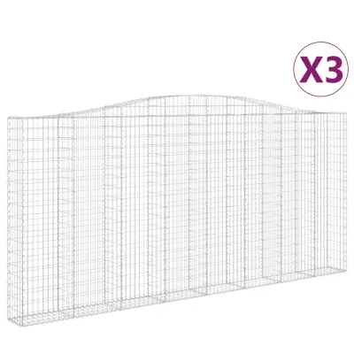 vidaXL Obokane gabion košare 3 kosi 400x30x180/200 cm pocinkano železo