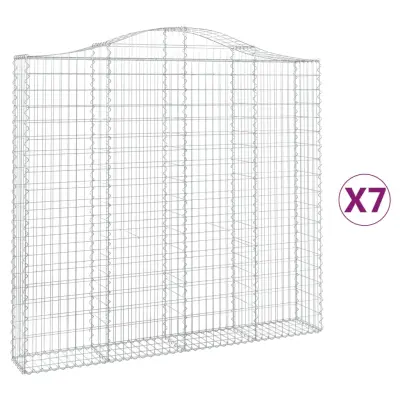 vidaXL Obokane gabion košare 7 kosov 200x30x180/200cm pocinkano železo