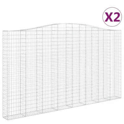vidaXL Obokane gabion košare 2 kosa 400x30x220/240 cm pocinkano železo
