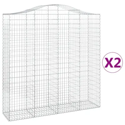 vidaXL Obokane gabion košare 2 kosa 200x50x200/220 cm pocinkano železo