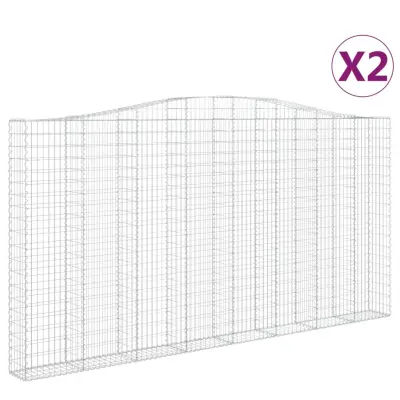 vidaXL Obokane gabion košare 2 kosa 400x30x200/220 cm pocinkano železo