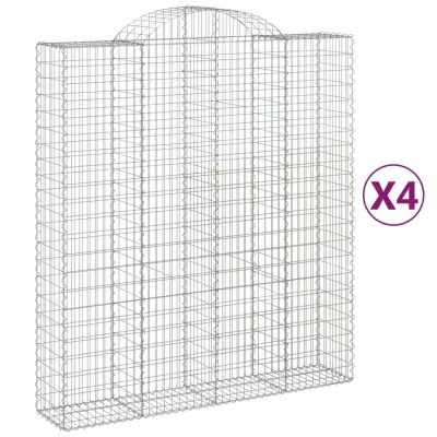vidaXL Obokane gabion košare 4 kosi 200x50x220/240 cm pocinkano železo