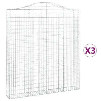 vidaXL Obokane gabion košare 3 kosi 200x30x220/240 cm pocinkano železo