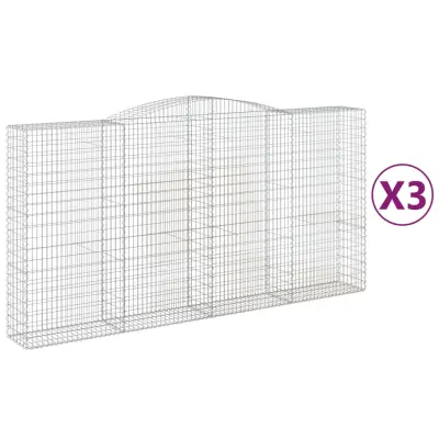 vidaXL Obokane gabion košare 3 kosa 400x50x200/220 cm pocinkano železo