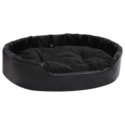 vidaXL Pasja postelja črna 90x79x20 cm pliš in umetno usnje