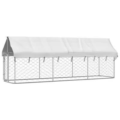vidaXL Zunanji pasji boks s streho 400x100x150 cm
