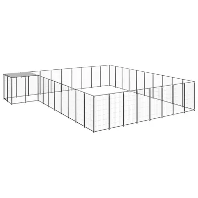 vidaXL Pasji boks črn 25,41 m² jeklo