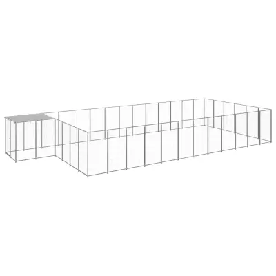 vidaXL Pasji boks srebrn 22,99 m² jeklo