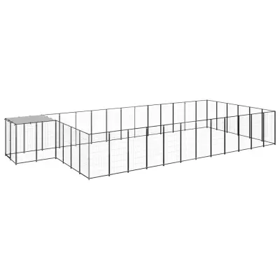 vidaXL Pasji boks črn 22,99 m² jeklo