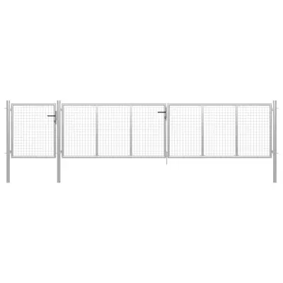 vidaXL Vrtna vrata jeklena 500x75 cm srebrna