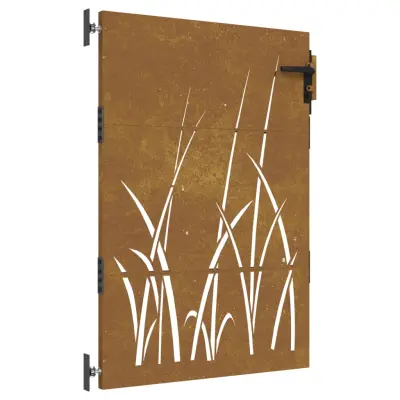 vidaXL Vrtna vrata 85x125 cm corten jeklo dizajn trave