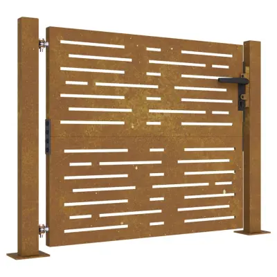 vidaXL Vrtna vrata 105x80 cm corten jeklo kvadraten dizajn