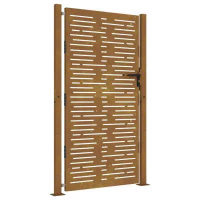 vidaXL Vrtna vrata 105x205 cm corten jeklo kvadraten dizajn
