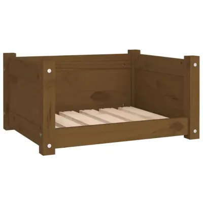 vidaXL Pasja postelja medeno rjavo 55,5x45,5x28 cm trdna borovina