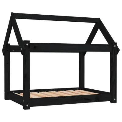 vidaXL Pasja postelja črn 81x60x70 cm trdna borovina