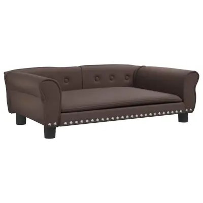 vidaXL Pasja postelja rjava 95x55x30 cm umetno usnje