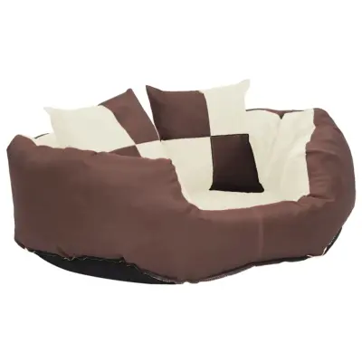 vidaXL Pasja blazina dvostranska in pralna rjava in krem 65x50x20 cm