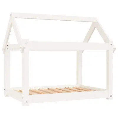 vidaXL Pasja postelja bel 81x60x70 cm trdna borovina