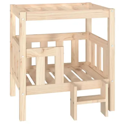 vidaXL Pasja postelja črn 65,5x43x70 cm trdna borovina