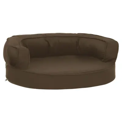 vidaXL Ergonomska pasja postelja 60x42 cm videz platna rjava