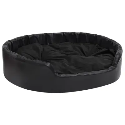 vidaXL Pasja postelja črna 99x89x21 cm pliš in umetno usnje