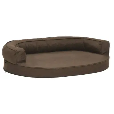 vidaXL Ergonomska pasja postelja 75x53 cm videz platna rjava