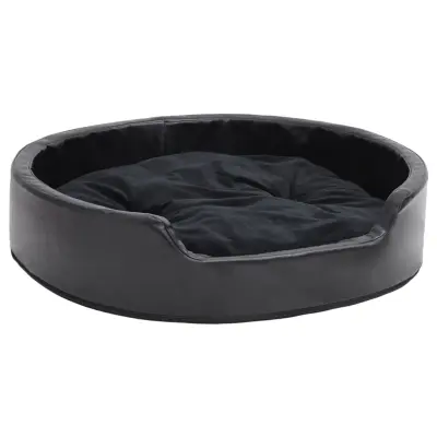 vidaXL Pasja postelja črna 79x70x19 cm pliš in umetno usnje