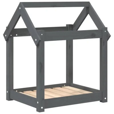 vidaXL Pasja postelja siv 61x50x70 cm trdna borovina