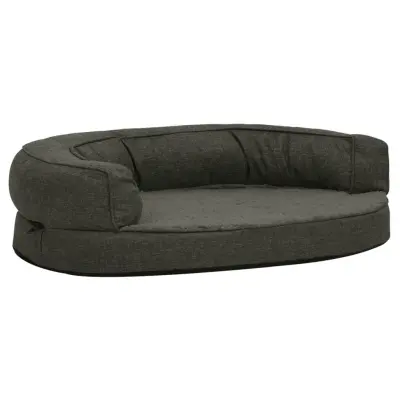 vidaXL Ergonomska pasja postelja 75x53 cm videz platna flis temno siva