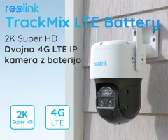 Reolink TrackMix LTE Battery IP kamera, dva objektiva, 2K Super HD, 4G LTE, baterija, vrtenje in nagibanje, IR nočno snemanje, LED reflektor, aplikacija, vodoodpornost, dvosmerna komunikacij