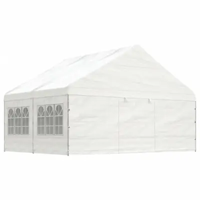 vidaXL Paviljon s streho bel 4,46x5,88x3,75 m polietilen