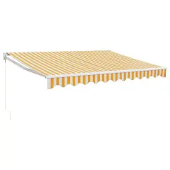 vidaXL Zložljiva tenda rumena in bela 3x2,5 m blago in aluminij