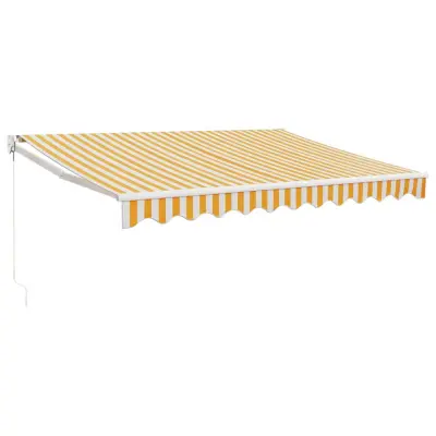 vidaXL Zložljiva tenda rumena in bela 3,5x2,5 m blago in aluminij