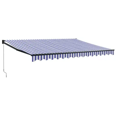 vidaXL Zložljiva tenda modra in bela 4,5x3 m blago in aluminij