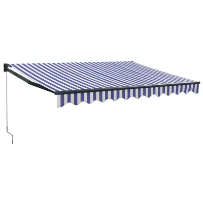 vidaXL Zložljiva tenda modra in bela 3,5x2,5 m blago in aluminij