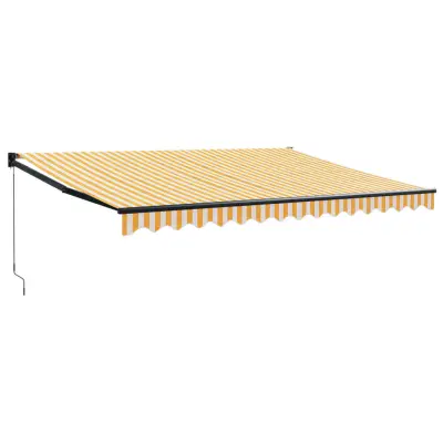 vidaXL Zložljiva tenda rumena in bela 4x3 m blago in aluminij