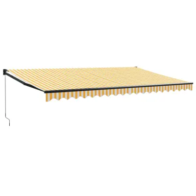 vidaXL Zložljiva tenda rumena in bela 5x3 m blago in aluminij